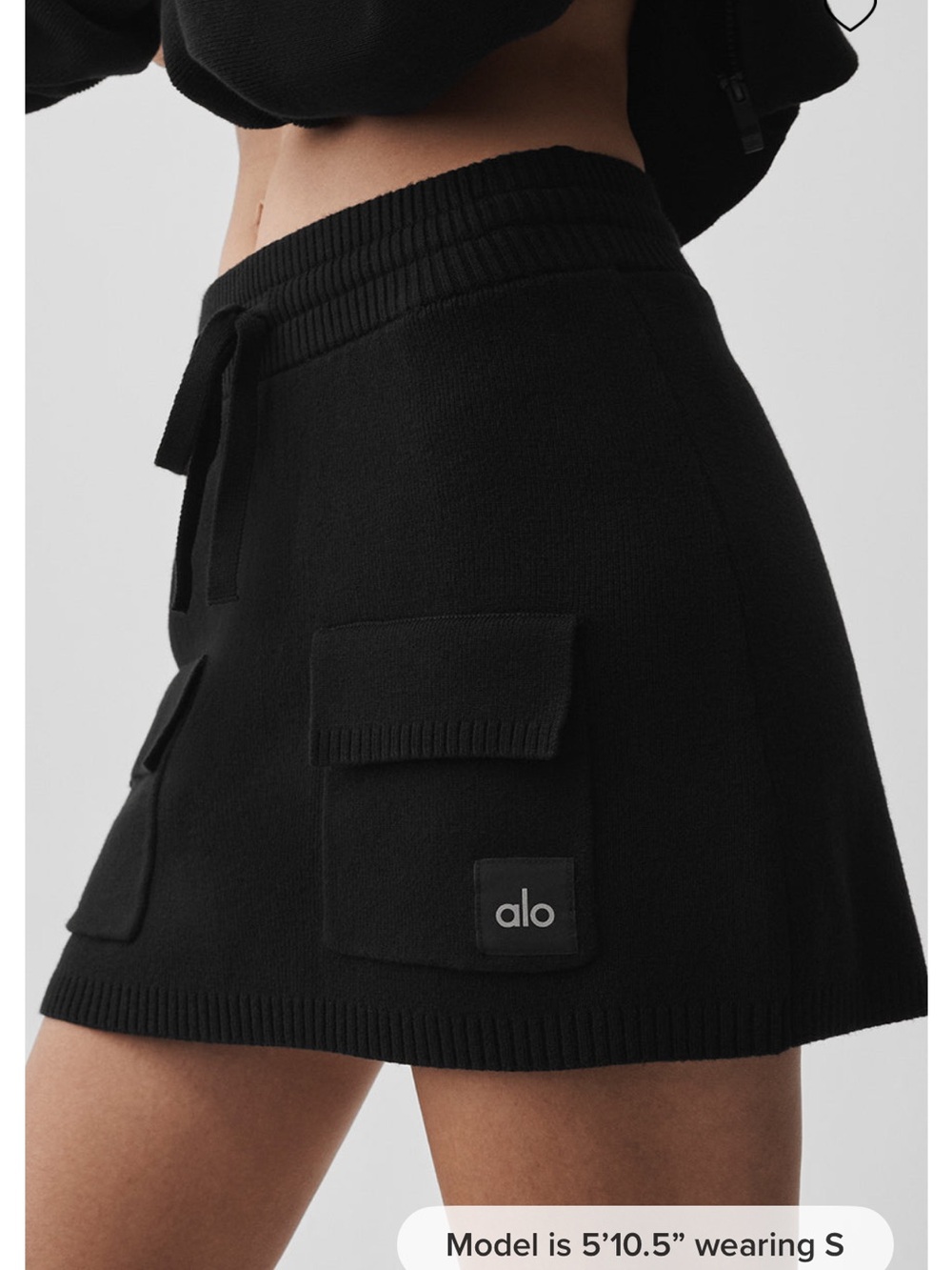 Alo Yoga Scholar Knit Cargo Skirt - black size S